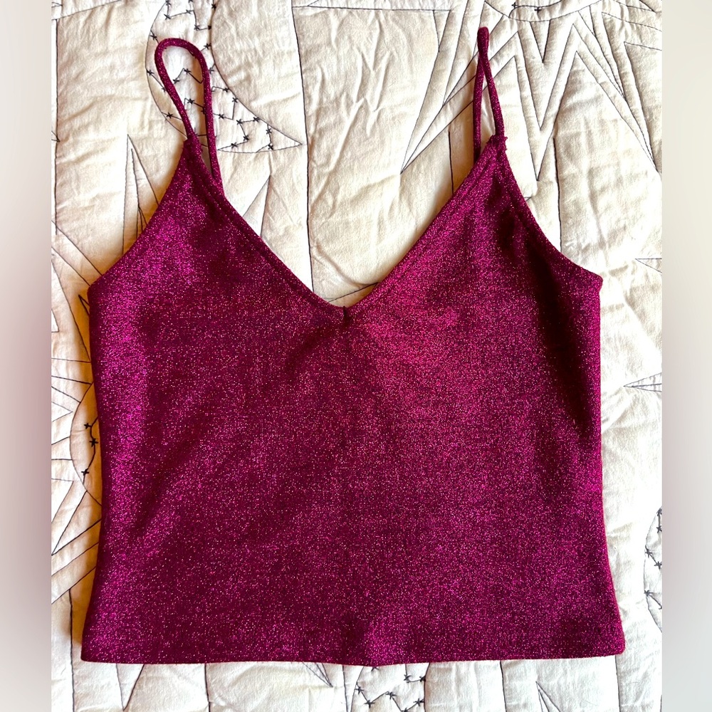 Glamorous Fuchsia Glitter Cami Top